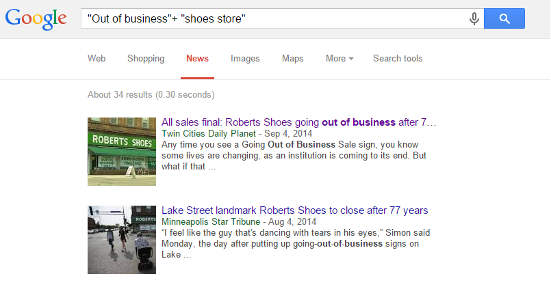 Google news result