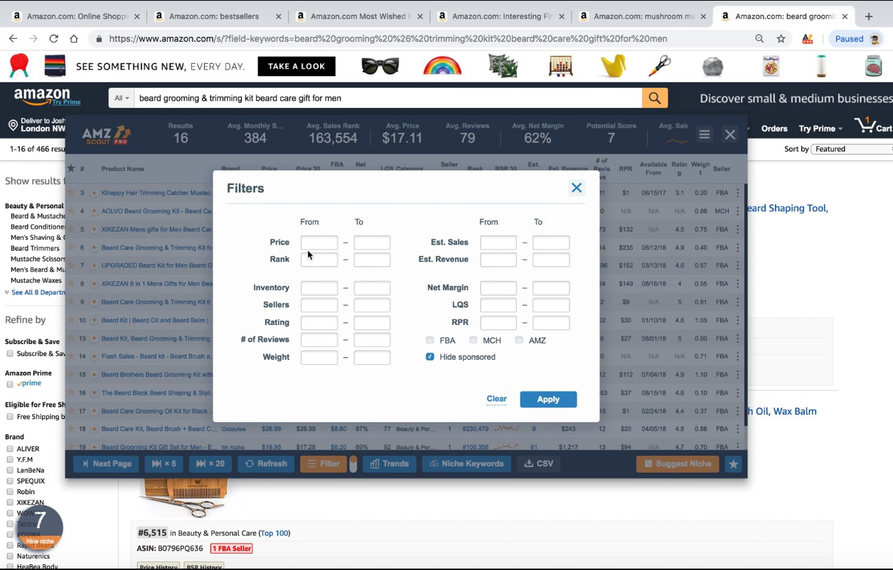 based on your search criteria AMZScout can retrieve the right products