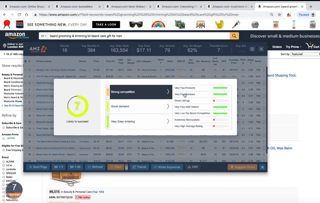 AMZScout analyzes competition