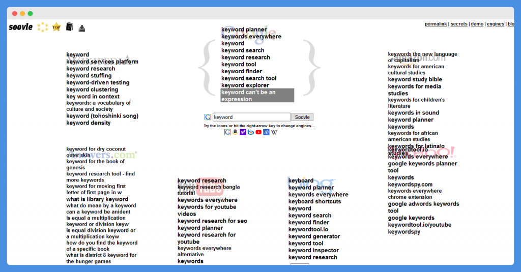 keywords everywhere results highlighted green in browser
